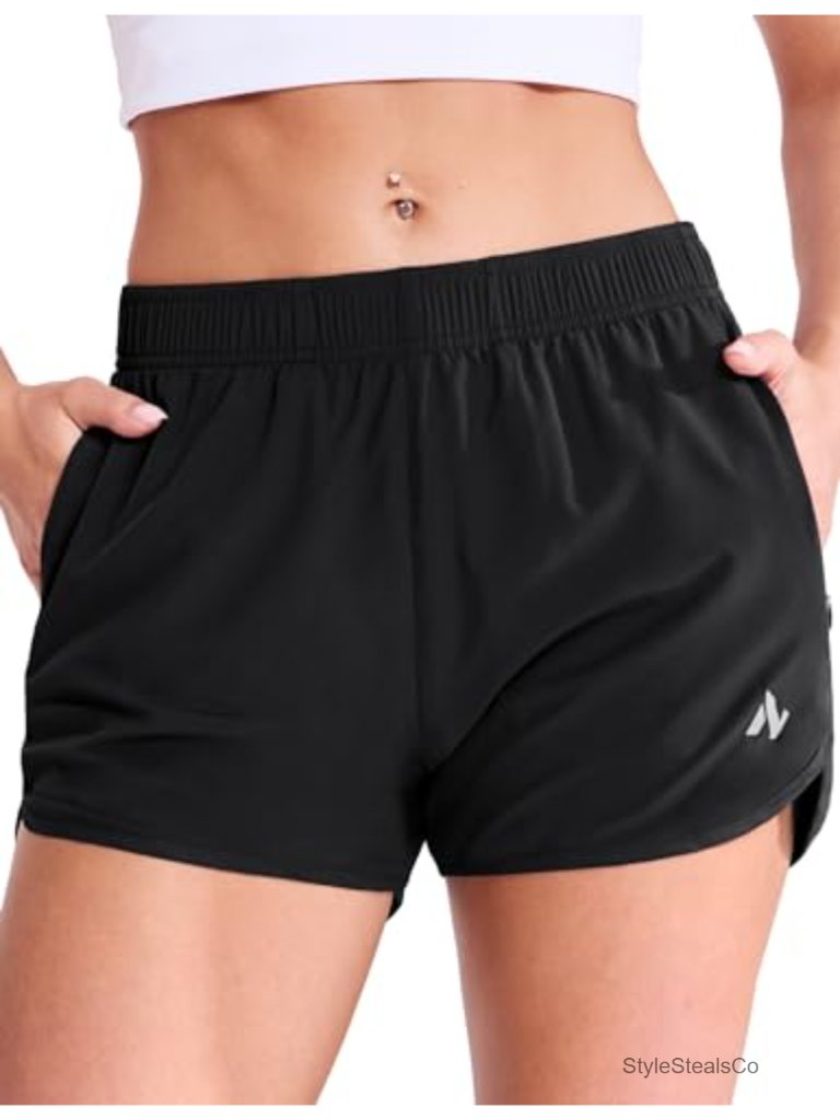 Running Shorts With Mesh Liner Elastic Waist Quick Dry 3 Inch Athletic Workout